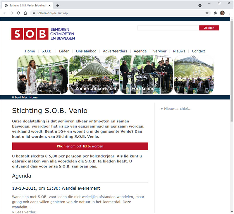 CLIM.nl portfolio: Stichting S.O.B. Venlo - Senioren Ontmoeten en Bewegen